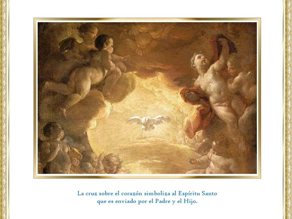 La cruz sobre el corazón simboliza al Espíritu Santo