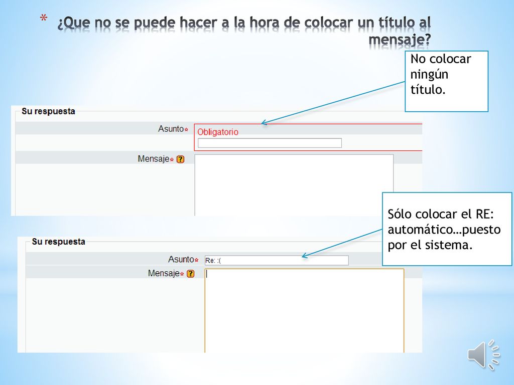 ¿Que no se puede hacer a la hora de colocar un título al mensaje