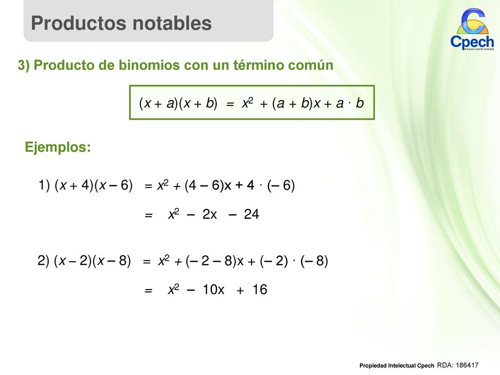 (x + a)(x + b) = x2 + (a + b)x + a · b