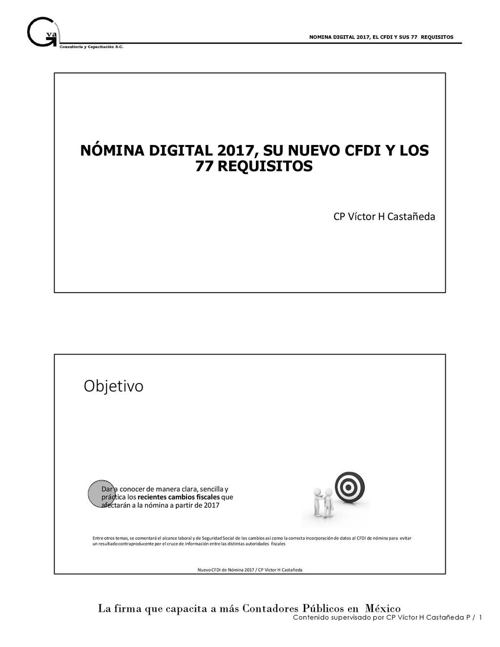 Nuevo CFDI de Nómina 2017 / CP Víctor H Castañeda