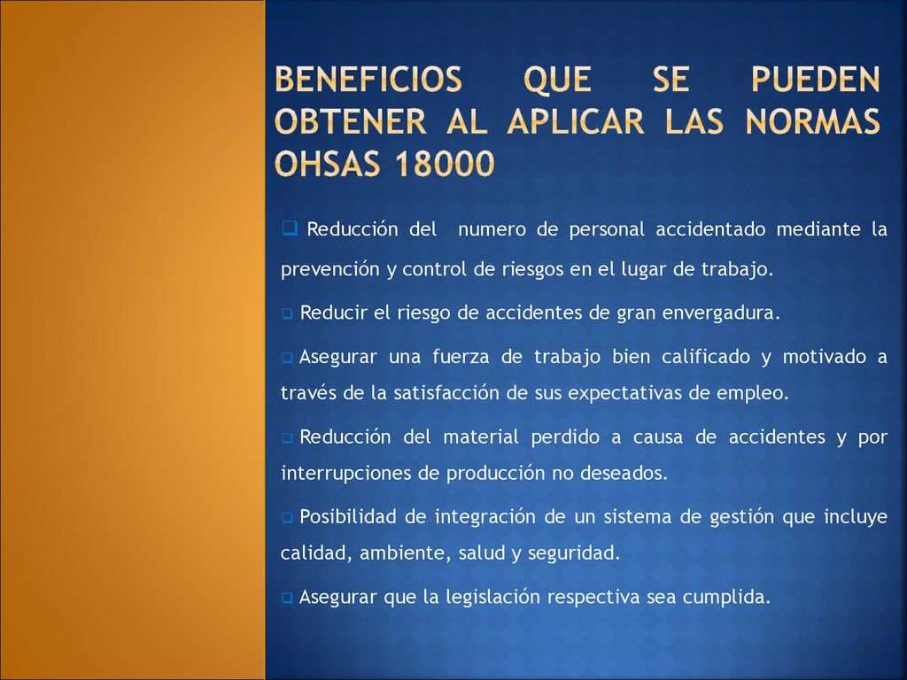 Beneficios que se pueden obtener al aplicar las normas ohsas 18000