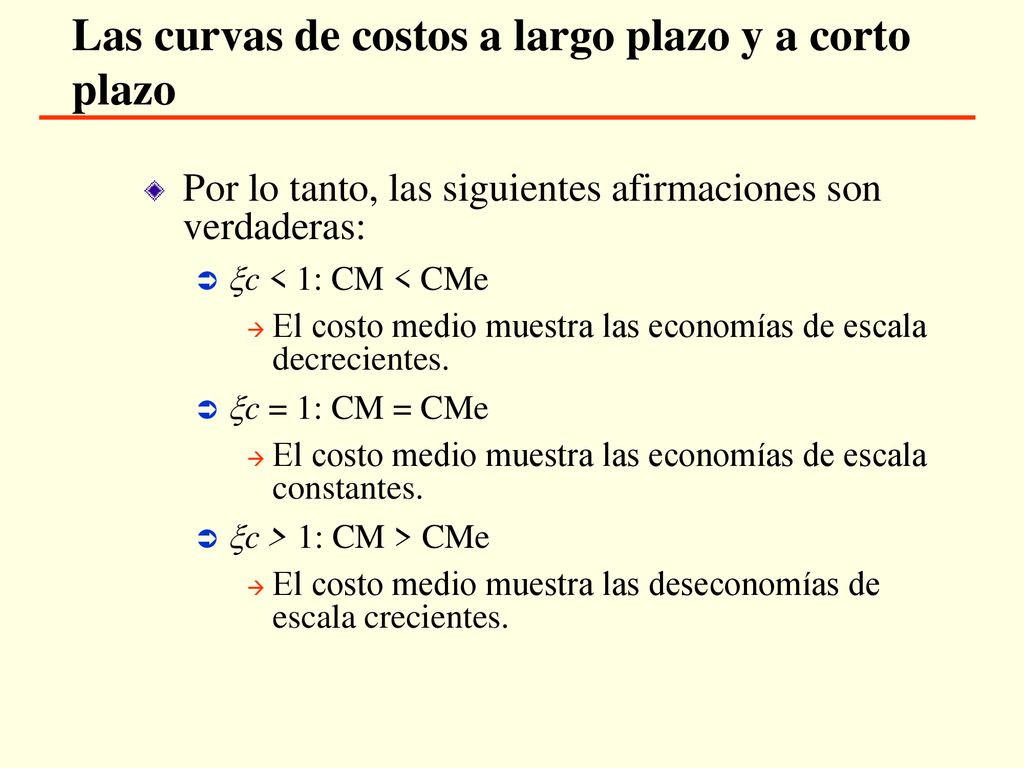 Las curvas de costos a largo plazo y a corto plazo
