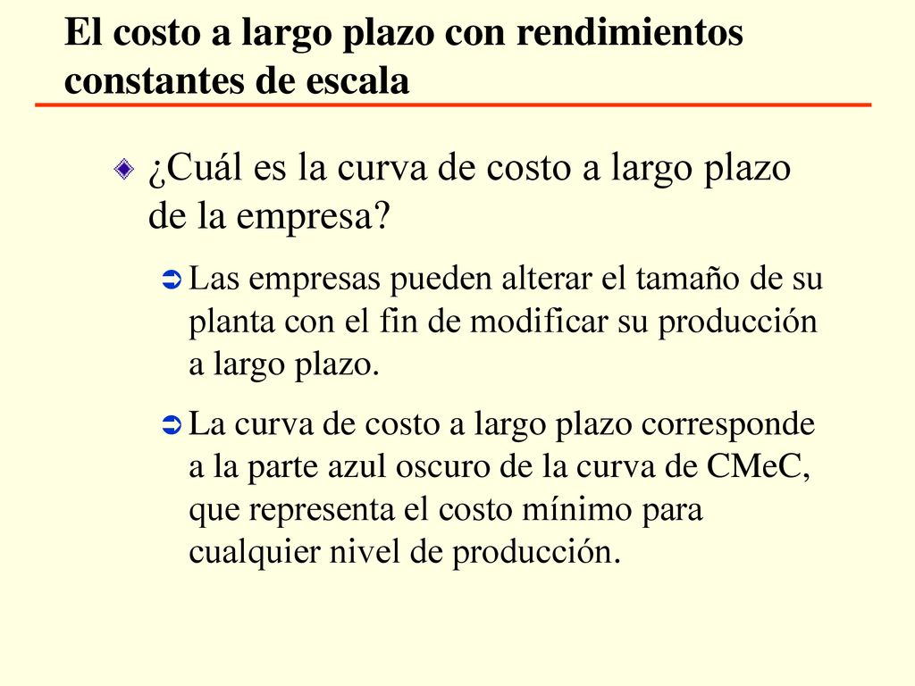 El costo a largo plazo con rendimientos constantes de escala