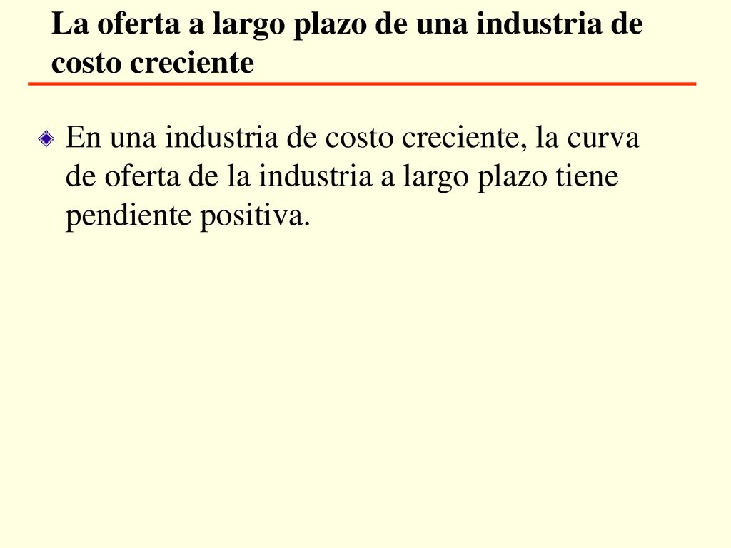 La oferta a largo plazo de una industria de costo creciente