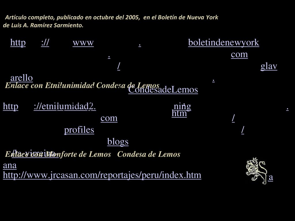 Artículo completo, publicado en octubre del 2005, en el Boletín de Nueva York