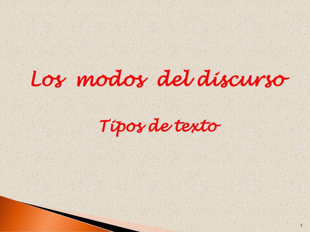 Los modos del discurso Tipos de texto