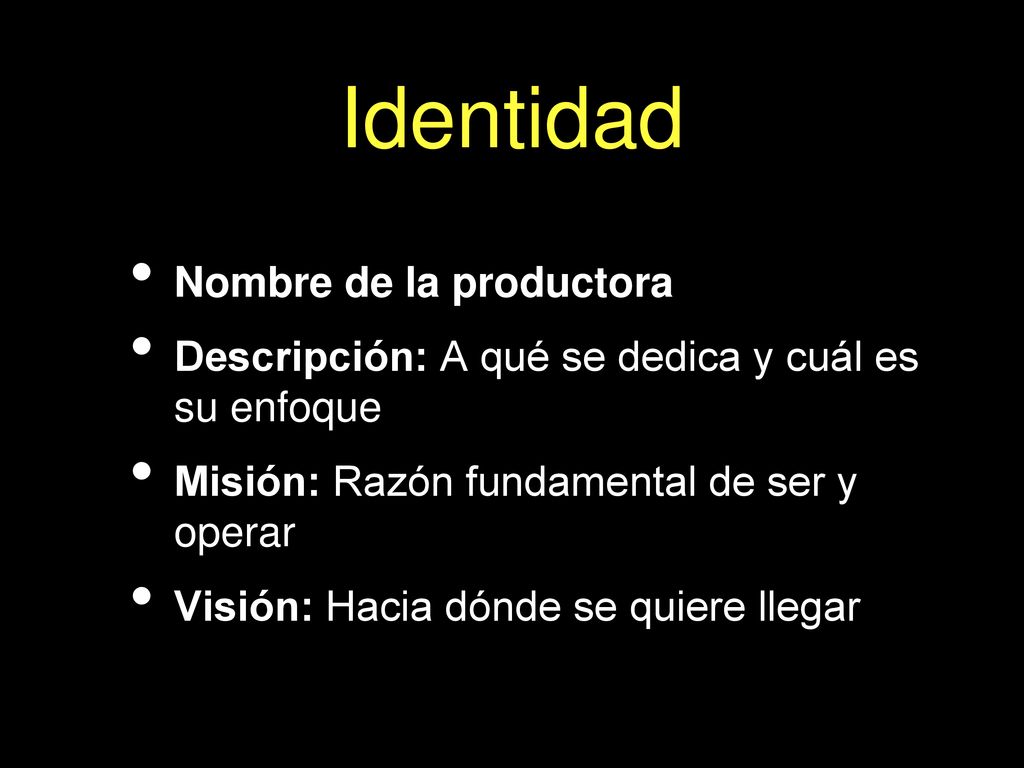 Identidad Nombre de la productora