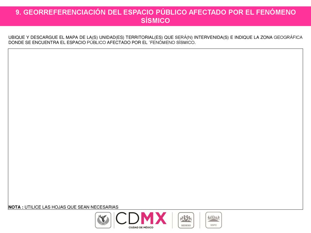 9. GEORREFERENCIACIÓN DEL ESPACIO PÚBLICO AFECTADO POR EL FENÓMENO SÍSMICO