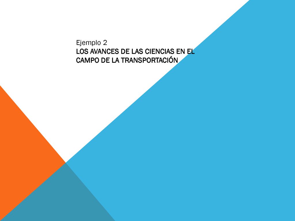 Ejemplo 2 LOS AVANCES DE LAS CIENCIAS EN EL CAMPO DE LA TRANSPORTACIÓN