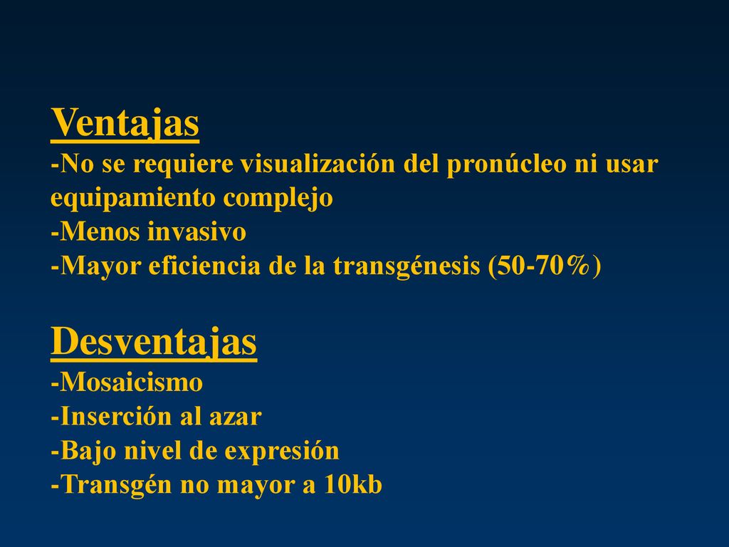 Ventajas -No se requiere visualización del pronúcleo ni usar equipamiento complejo. -Menos invasivo.