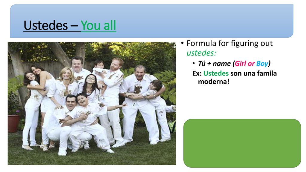 Ustedes – You all Formula for figuring out ustedes: