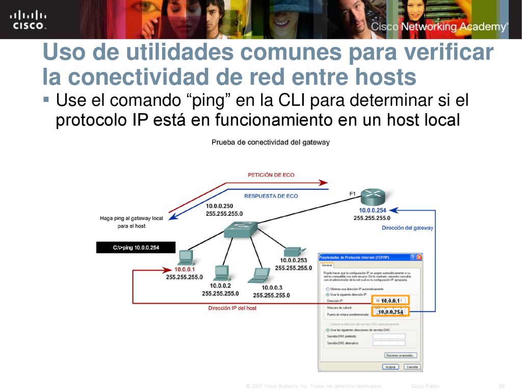 Uso de utilidades comunes para verificar la conectividad de red entre hosts