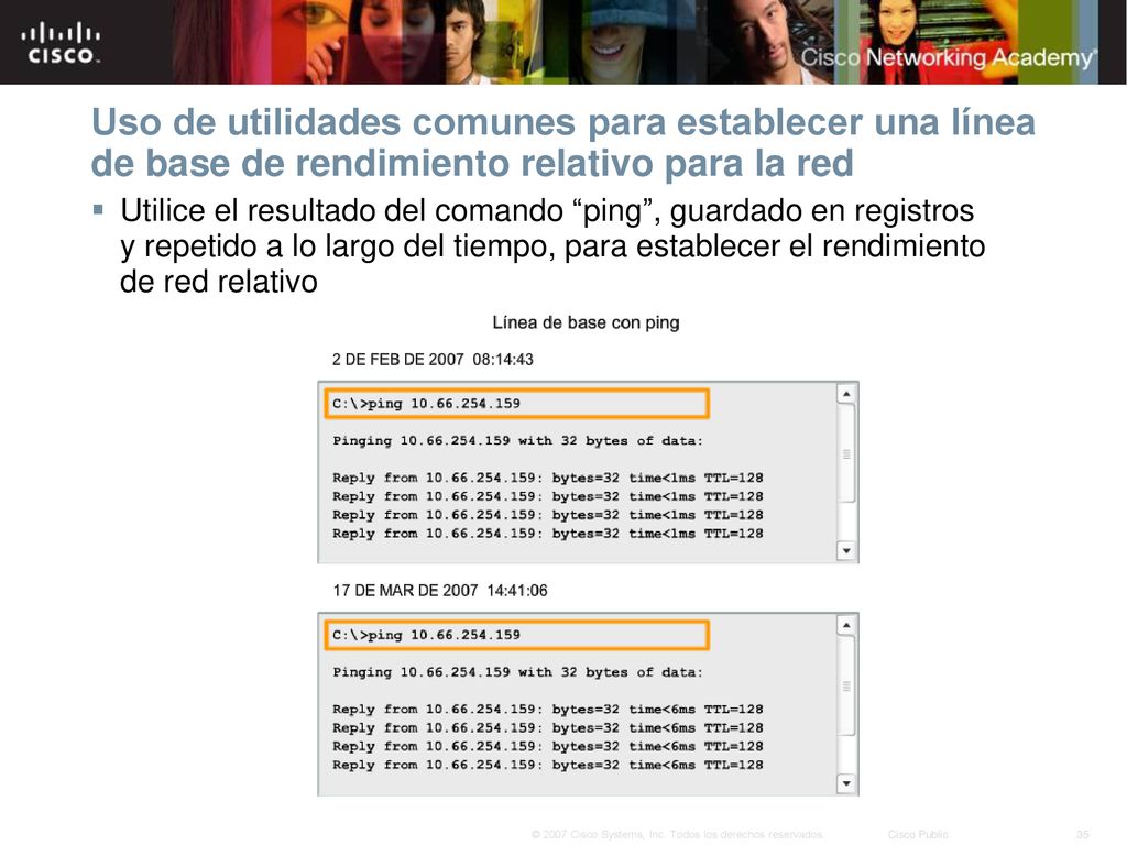 Uso de utilidades comunes para establecer una línea de base de rendimiento relativo para la red