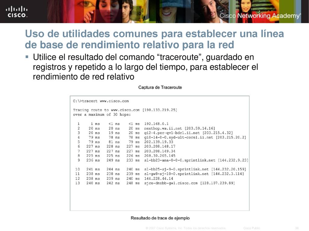 Uso de utilidades comunes para establecer una línea de base de rendimiento relativo para la red