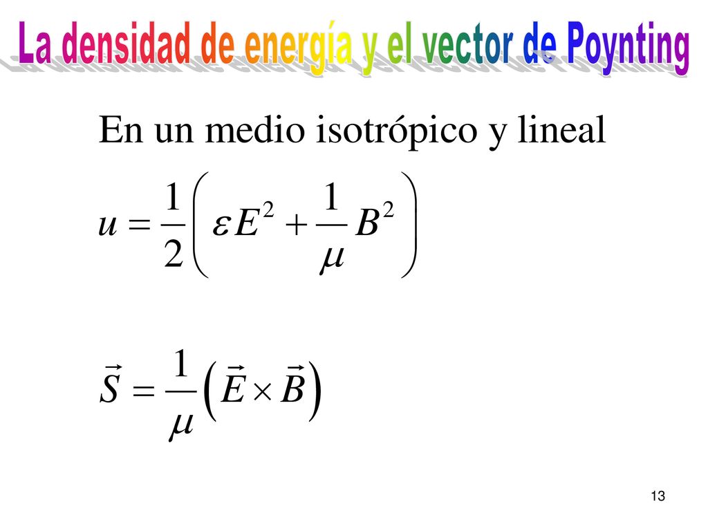 La densidad de energía y el vector de Poynting