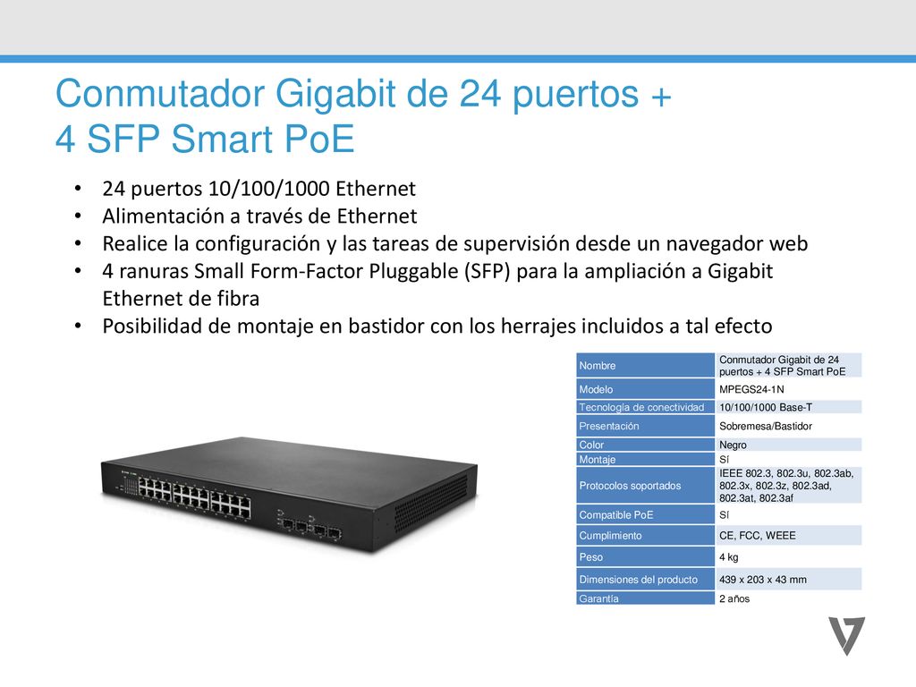 Conmutador Gigabit de 24 puertos + 4 SFP Smart PoE