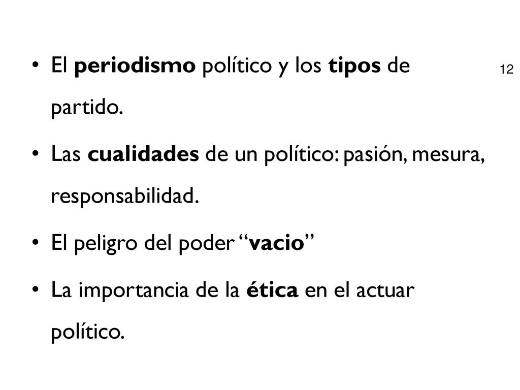 El periodismo político y los tipos de partido.