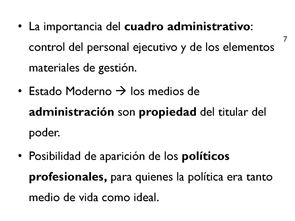La importancia del cuadro administrativo: control del personal ejecutivo y de los elementos materiales de gestión.