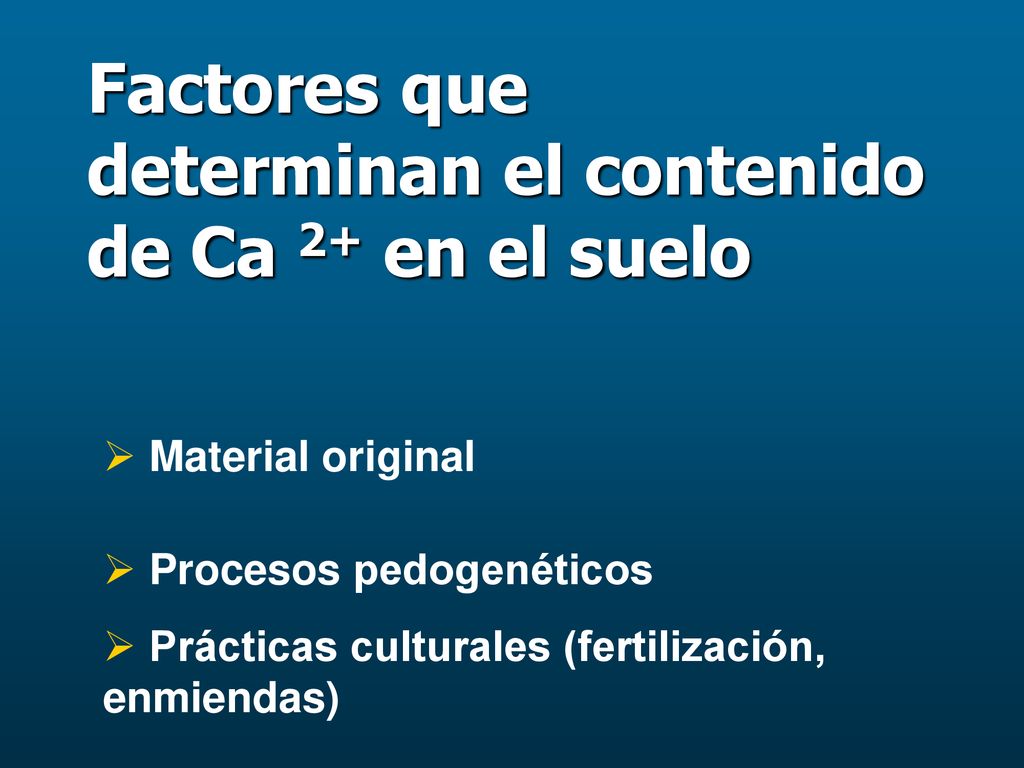 Factores que determinan el contenido de Ca 2+ en el suelo