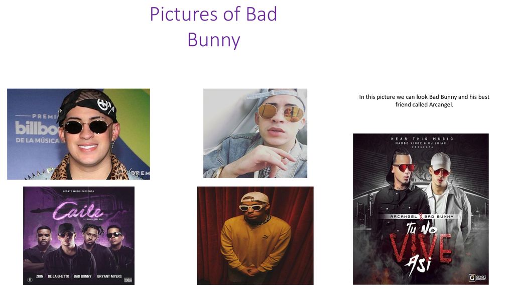 Pictures of Bad Bunny In this picture we can look Bad Bunny and his best friend called Arcangel.