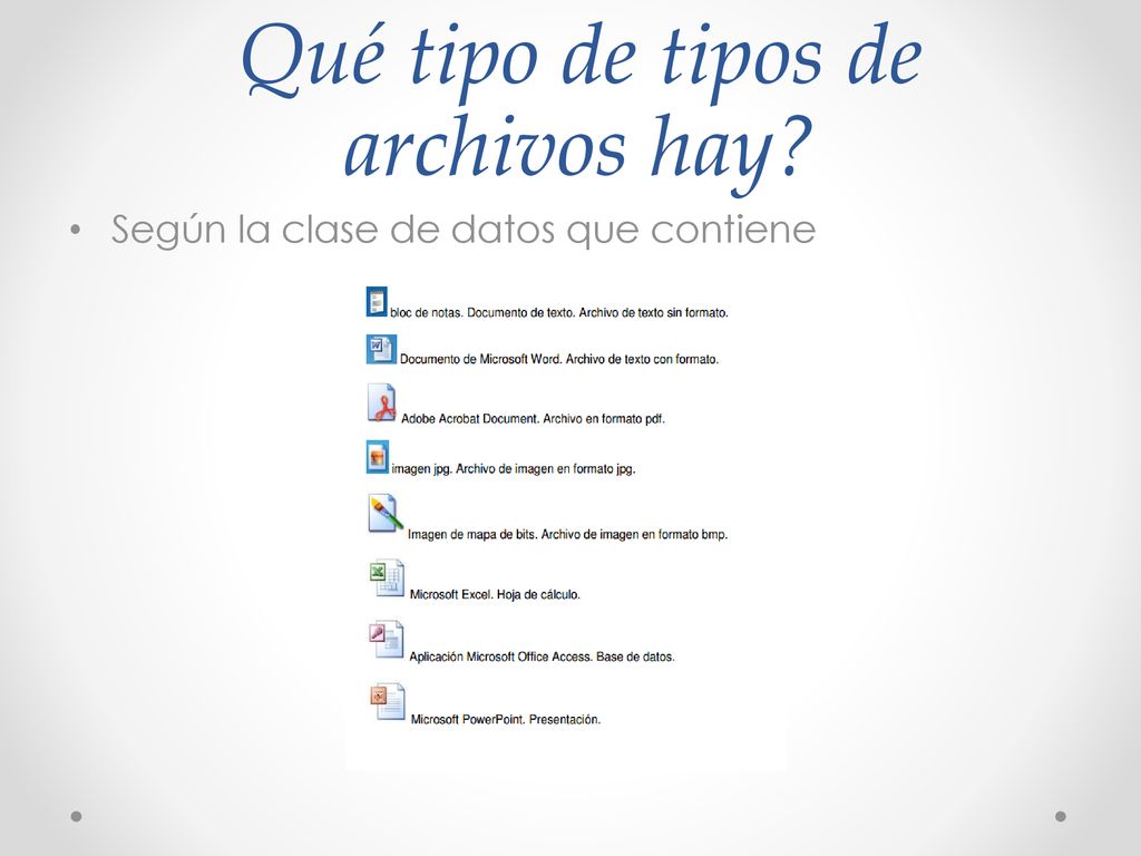 Qué tipo de tipos de archivos hay