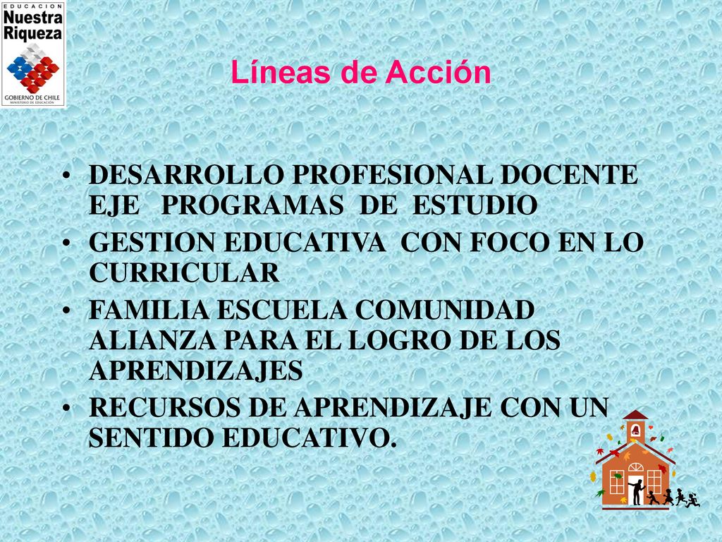Líneas de Acción DESARROLLO PROFESIONAL DOCENTE EJE PROGRAMAS DE ESTUDIO. GESTION EDUCATIVA CON FOCO EN LO CURRICULAR.