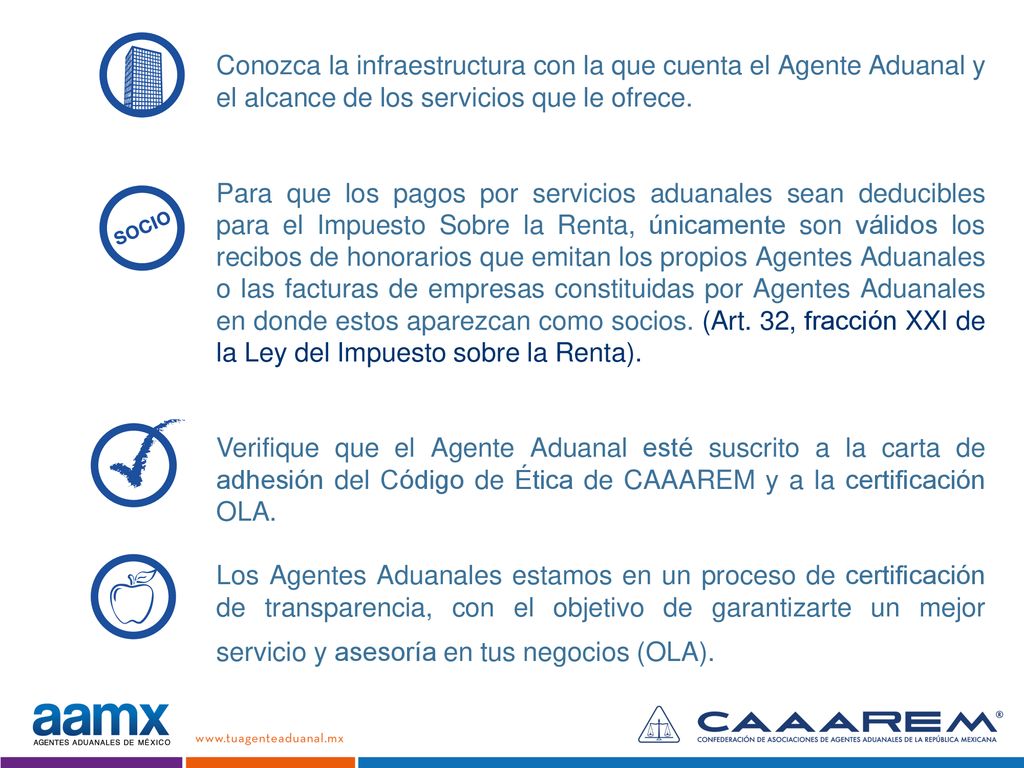 Conozca la infraestructura con la que cuenta el Agente Aduanal y el alcance de los servicios que le ofrece.