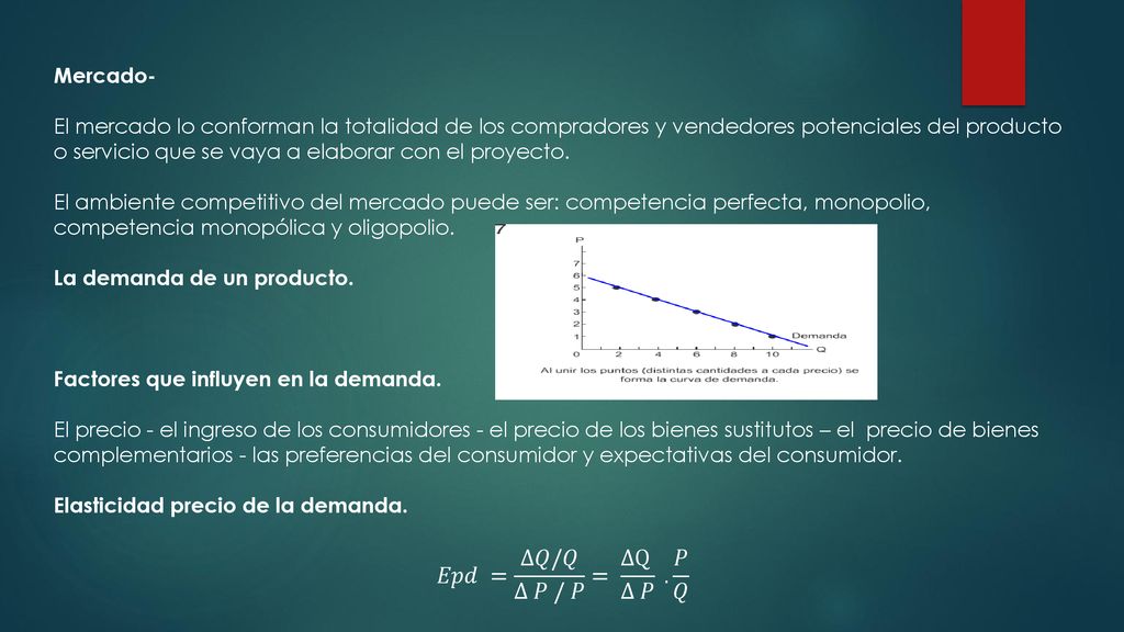 𝐸𝑝𝑑 = ∆𝑄/𝑄 ∆ 𝑃 / 𝑃 = ∆Q ∆ 𝑃 . 𝑃 𝑄 Mercado-