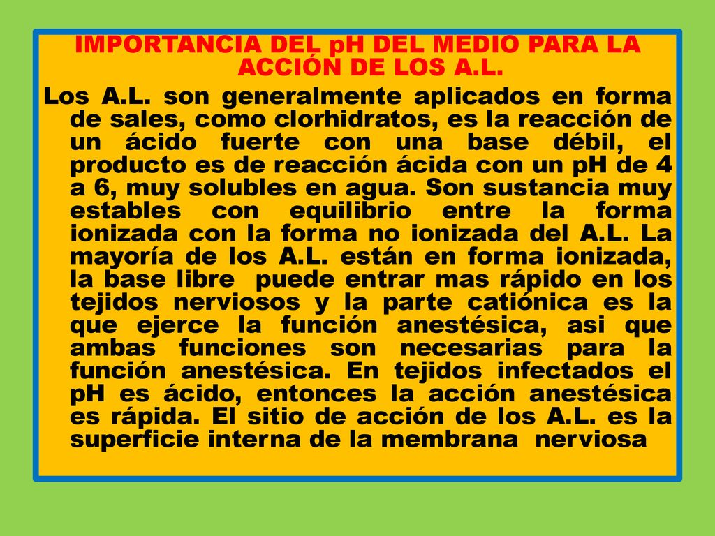 IMPORTANCIA DEL pH DEL MEDIO PARA LA ACCIÓN DE LOS A. L. Los A. L