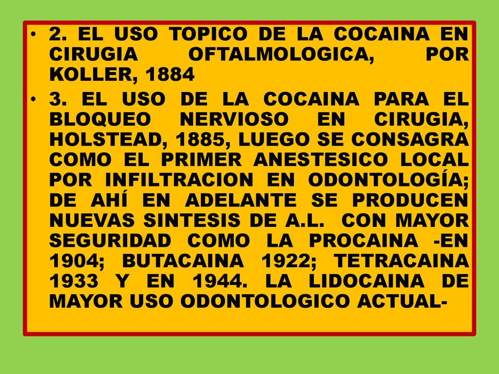 2. EL USO TOPICO DE LA COCAINA EN CIRUGIA OFTALMOLOGICA, POR KOLLER, 1884