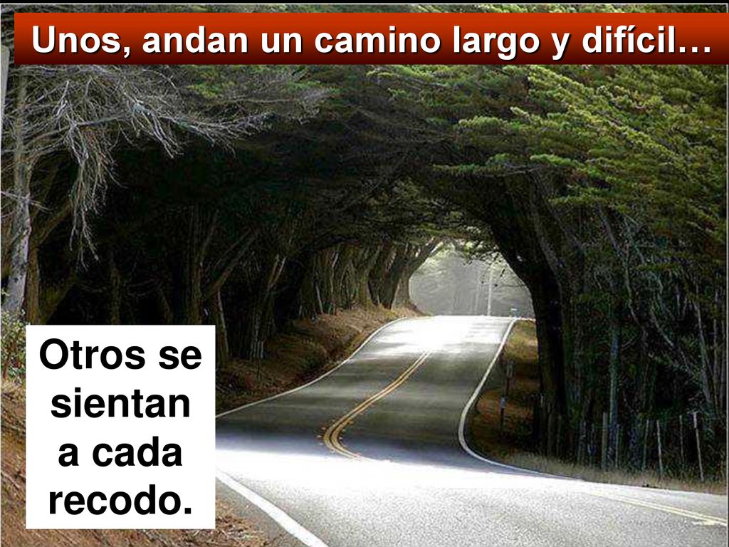 Unos, andan un camino largo y difícil… Otros se sientan a cada recodo.