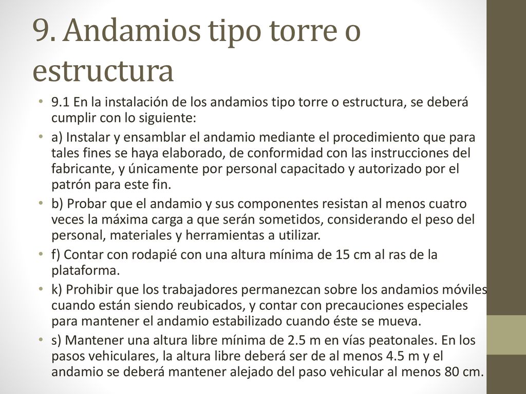9. Andamios tipo torre o estructura