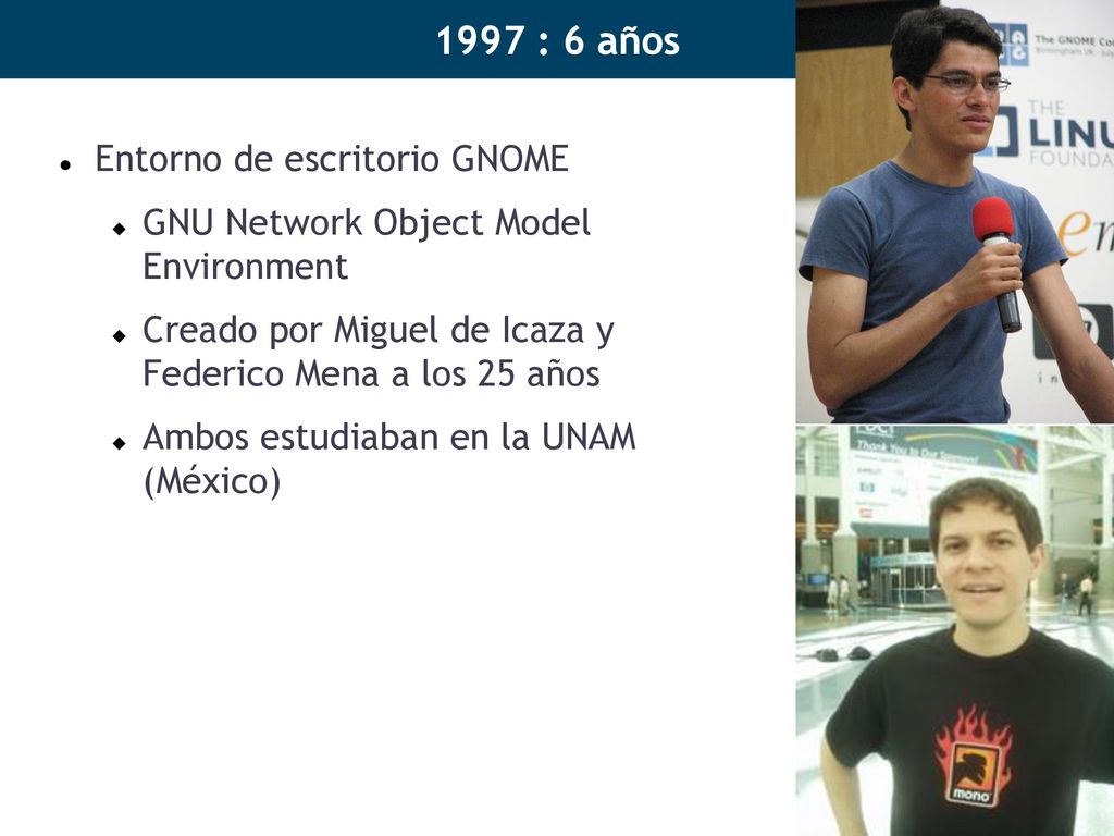 1997 : 6 años Entorno de escritorio GNOME