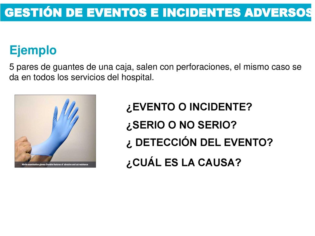 Ejemplo GESTIÓN DE EVENTOS E INCIDENTES ADVERSOS ¿EVENTO O INCIDENTE