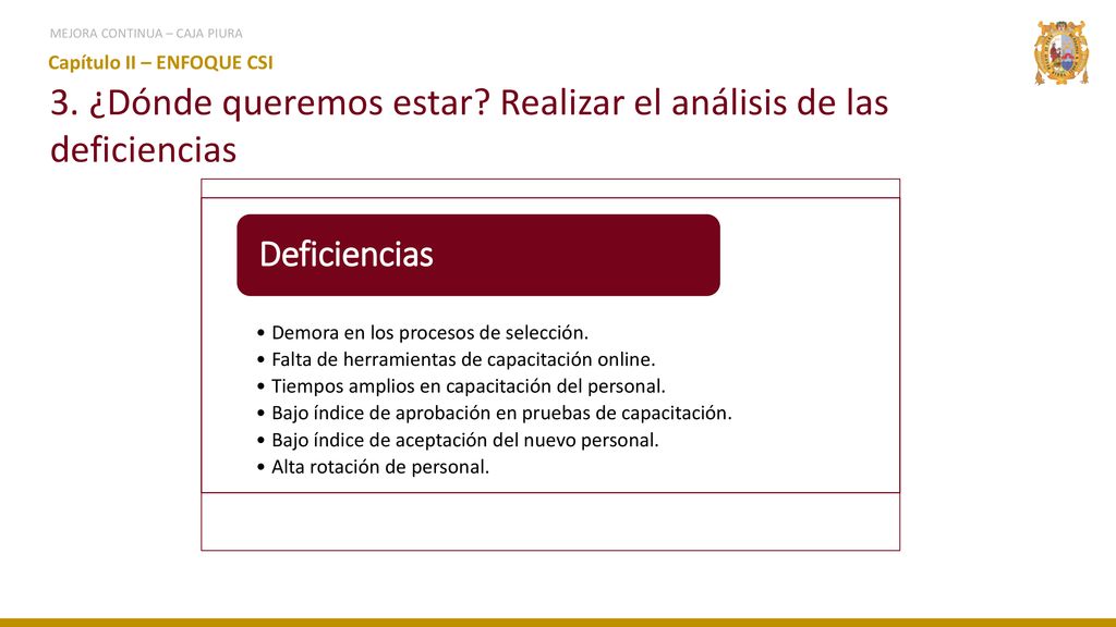 3. ¿Dónde queremos estar Realizar el análisis de las deficiencias