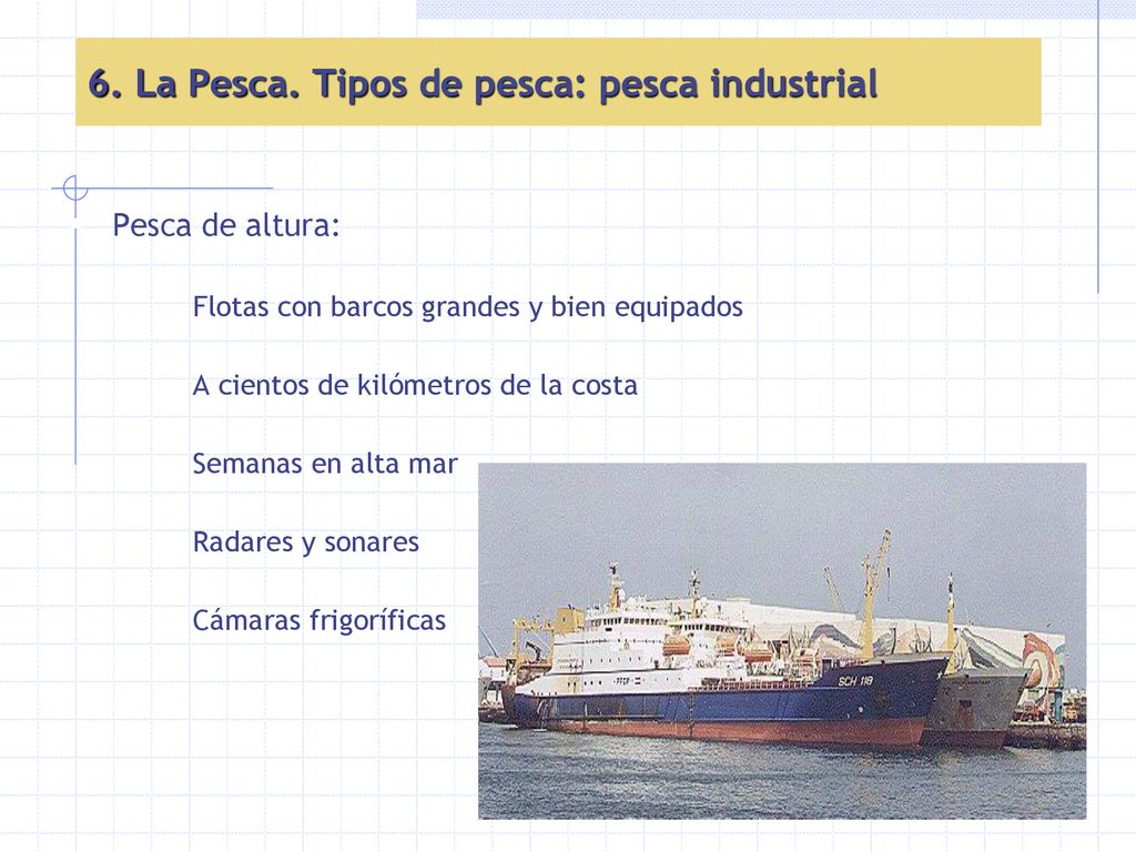 6. La Pesca. Tipos de pesca: pesca industrial