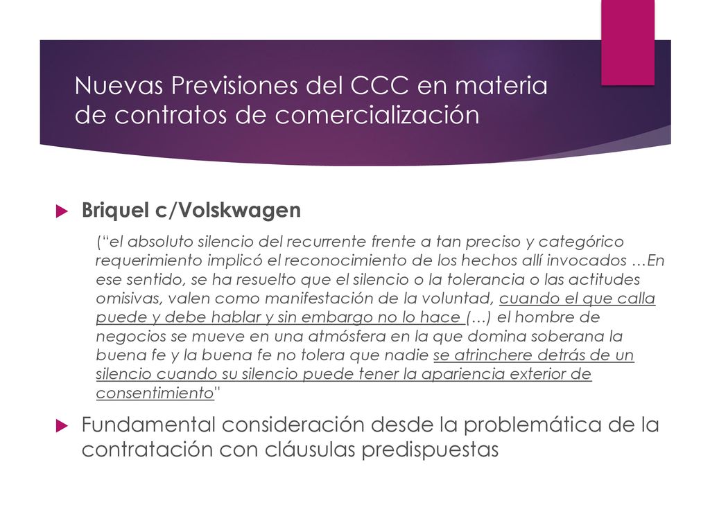 Nuevas Previsiones del CCC en materia de contratos de comercialización