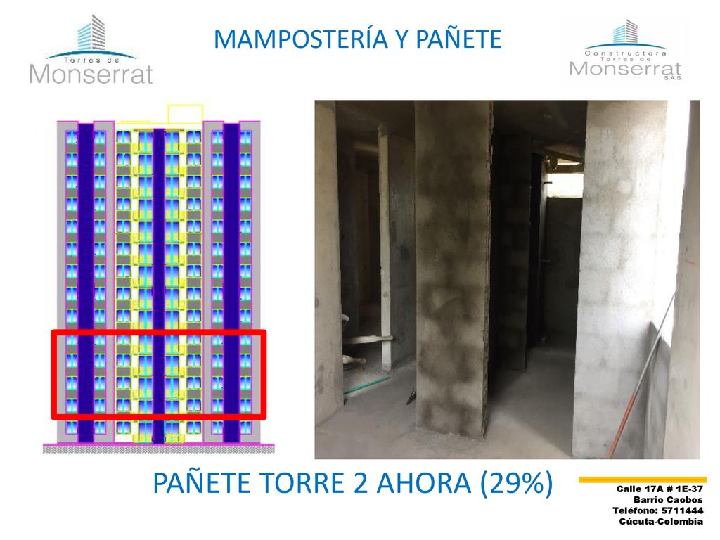 PAÑETE TORRE 2 AHORA (29%) MAMPOSTERÍA Y PAÑETE Calle 17A # 1E-37