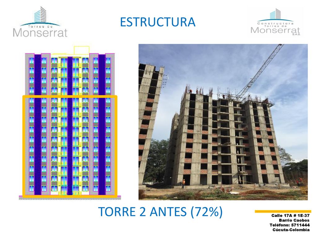ESTRUCTURA TORRE 2 ANTES (72%) Calle 17A # 1E-37 Barrio Caobos