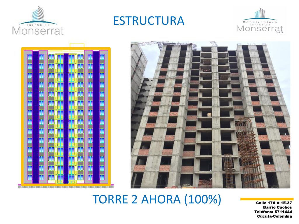 ESTRUCTURA TORRE 2 AHORA (100%) Calle 17A # 1E-37 Barrio Caobos
