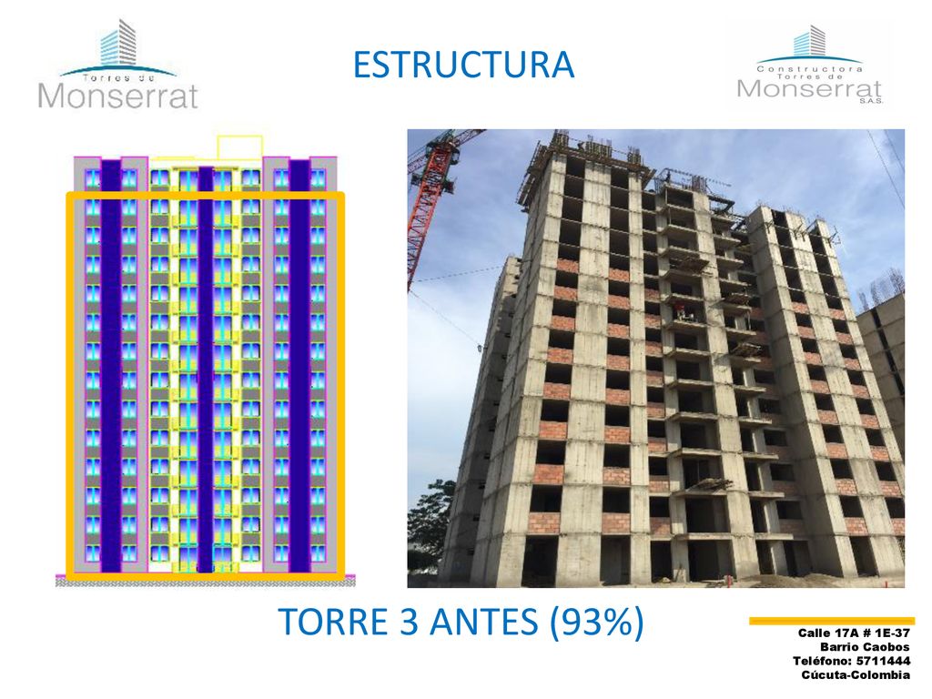 ESTRUCTURA TORRE 3 ANTES (93%) Calle 17A # 1E-37 Barrio Caobos