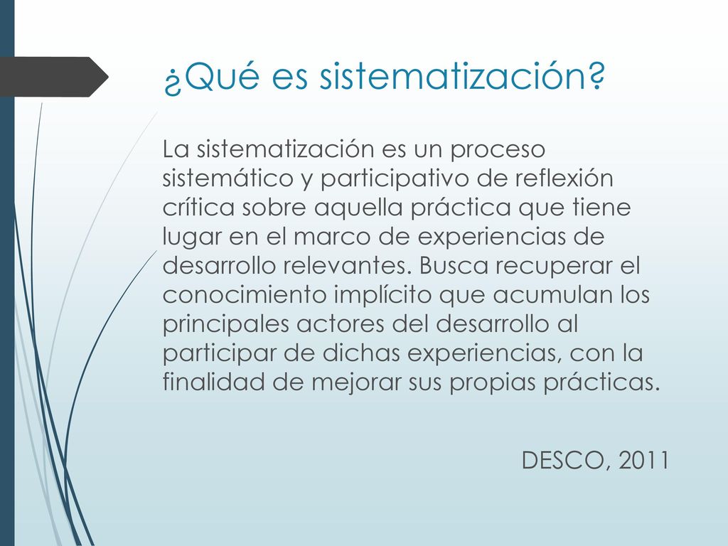 ¿Qué es sistematización