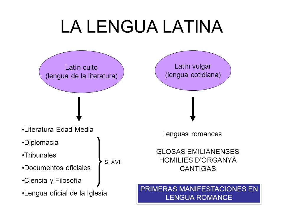 LA LENGUA LATINA Latín culto Latín vulgar (lengua de la literatura)
