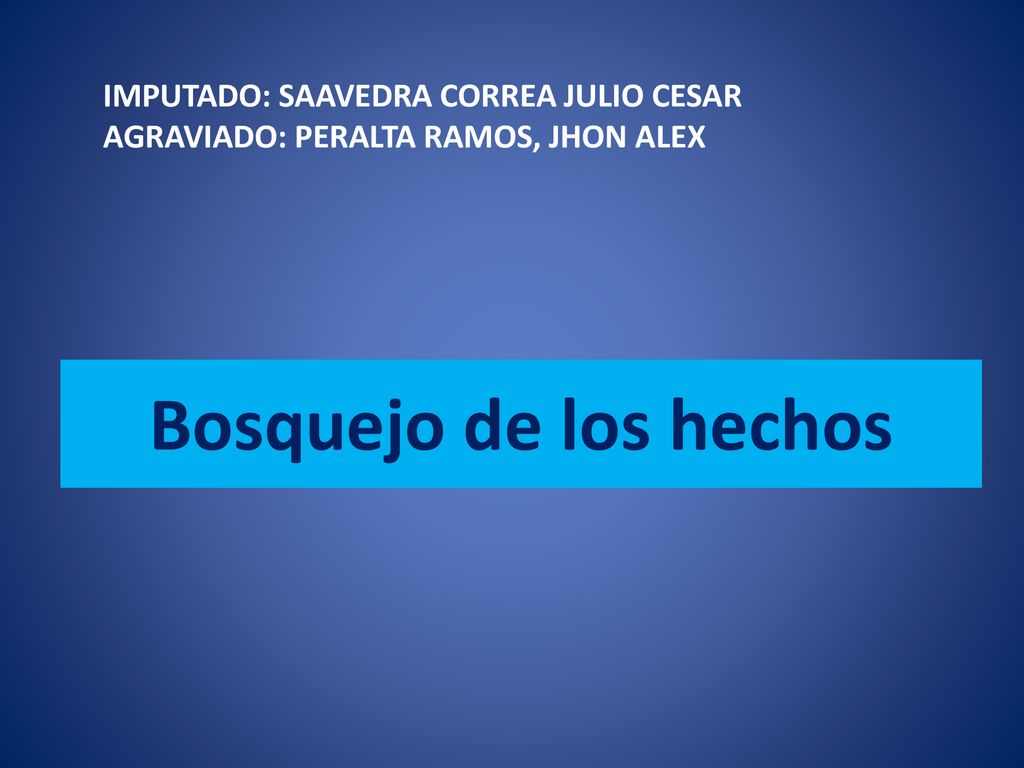 Bosquejo de los hechos IMPUTADO: SAAVEDRA CORREA JULIO CESAR