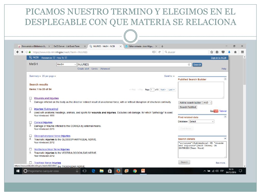 PICAMOS NUESTRO TERMINO Y ELEGIMOS EN EL DESPLEGABLE CON QUE MATERIA SE RELACIONA