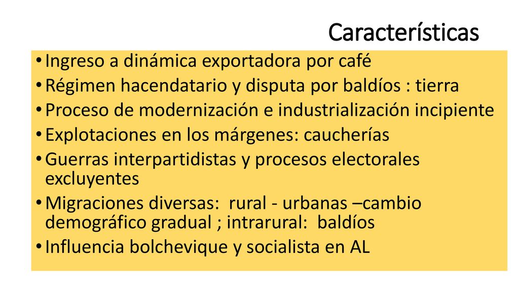Características Ingreso a dinámica exportadora por café