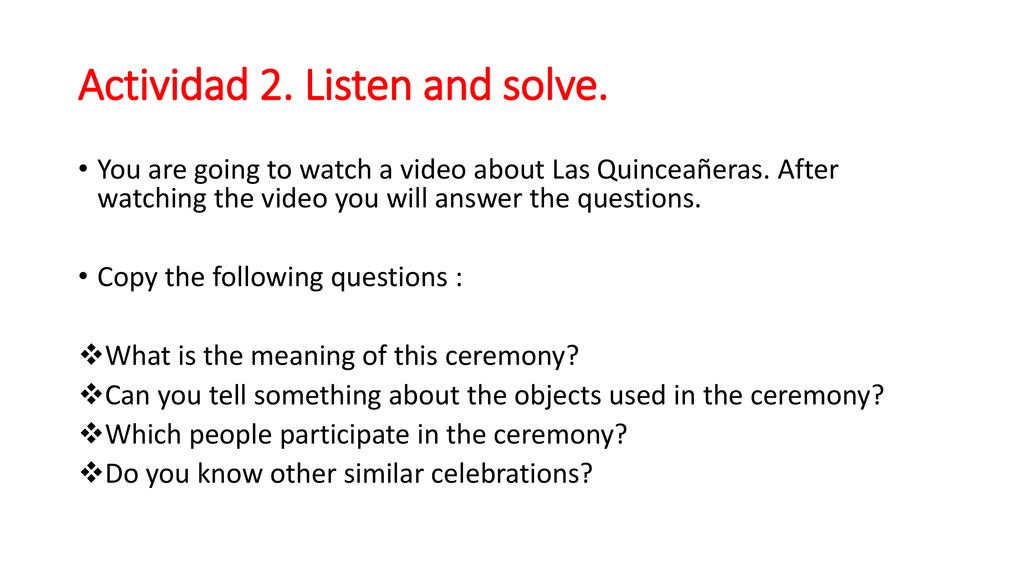 Actividad 2. Listen and solve.