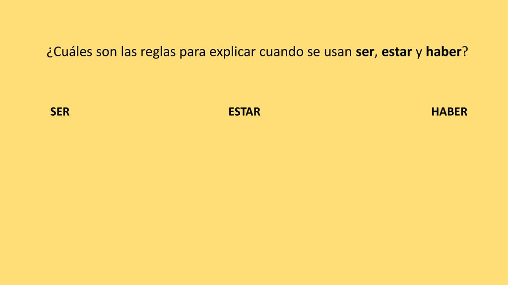 ¿Cuáles son las reglas para explicar cuando se usan ser, estar y haber