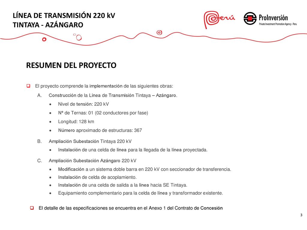 RESUMEN DEL PROYECTO LÍNEA DE TRANSMISIÓN 220 kV TINTAYA - AZÁNGARO