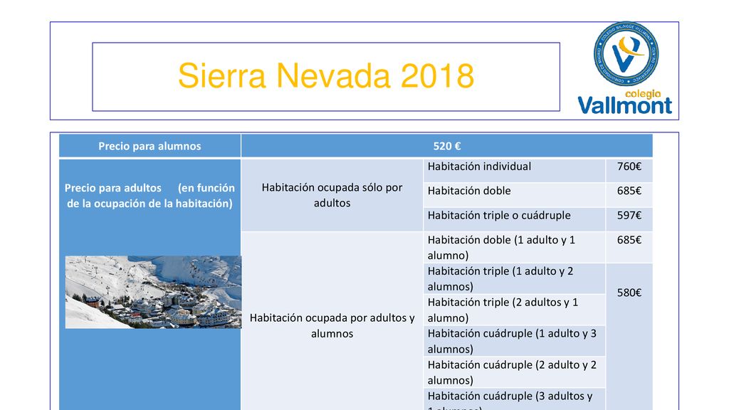 Precio para adultos (en función de la ocupación de la habitación)